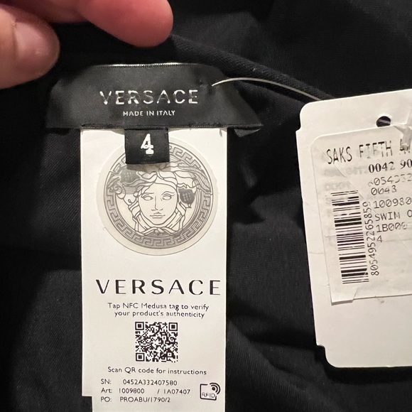 VERSACE Slashed One-Shoulder One-Piece Swimsuit Size 4 - Picture 8 of 9